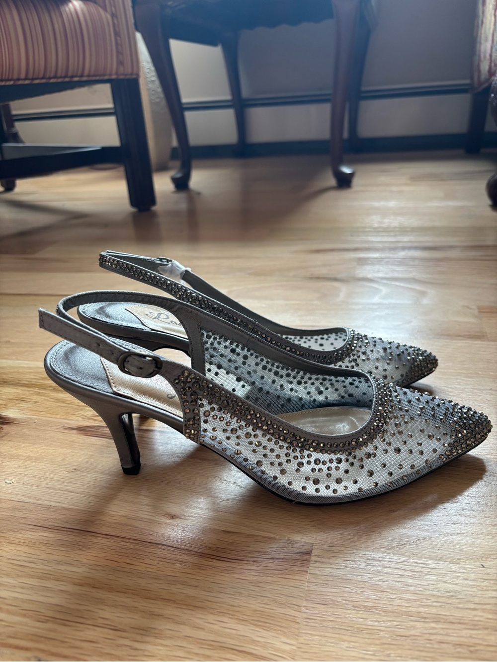 Lady Couture Silver Embellished Slingback Pumps - Picture 5 of 5